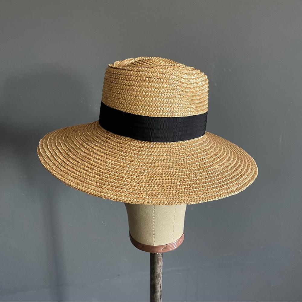 Brixton Wide Brim Straw Hat w/ Black Ribbon | Toteme Row Inspired - Picture 3 of 7